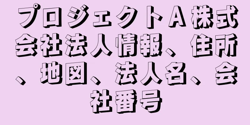 プロジェクトＡ株式会社法人情報、住所、地図、法人名、会社番号