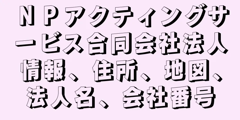 ＮＰアクティングサービス合同会社法人情報、住所、地図、法人名、会社番号