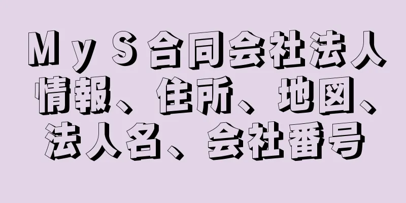 ＭｙＳ合同会社法人情報、住所、地図、法人名、会社番号