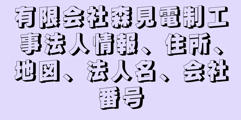 有限会社森見電制工事法人情報、住所、地図、法人名、会社番号